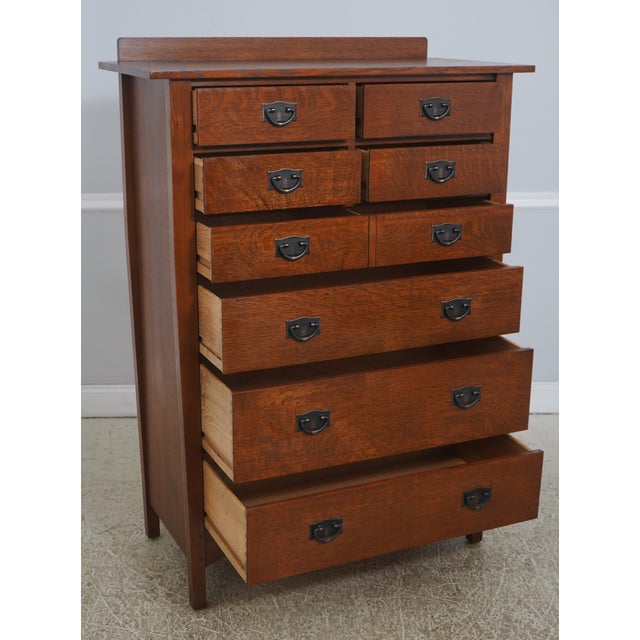 Mission Stickley Mission Oak 8 Drawer High Chest For Sale - Image 3 of 16