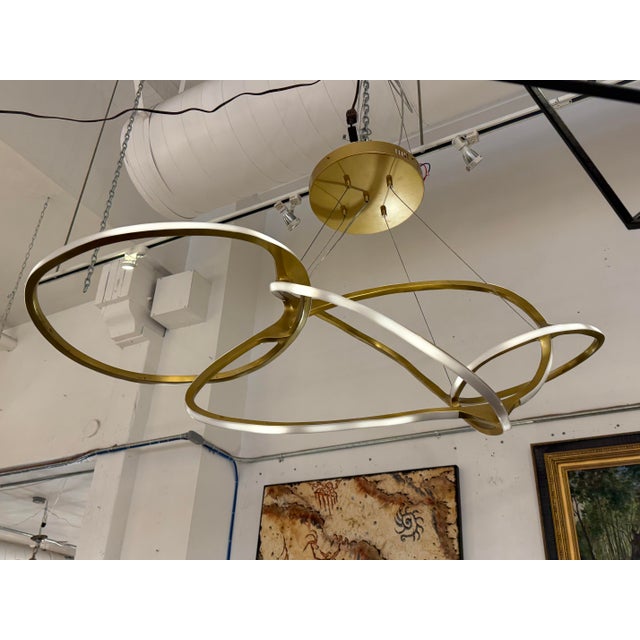 Michael Oren Designs Orbit Burnished Brass Chandelier For Sale - Image 11 of 13