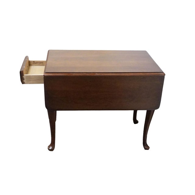 Bassett Furniture Solid Cherry Traditional Style 34" Drop Leaf Accent End Table For Sale In Kansas City - Image 6 of 16