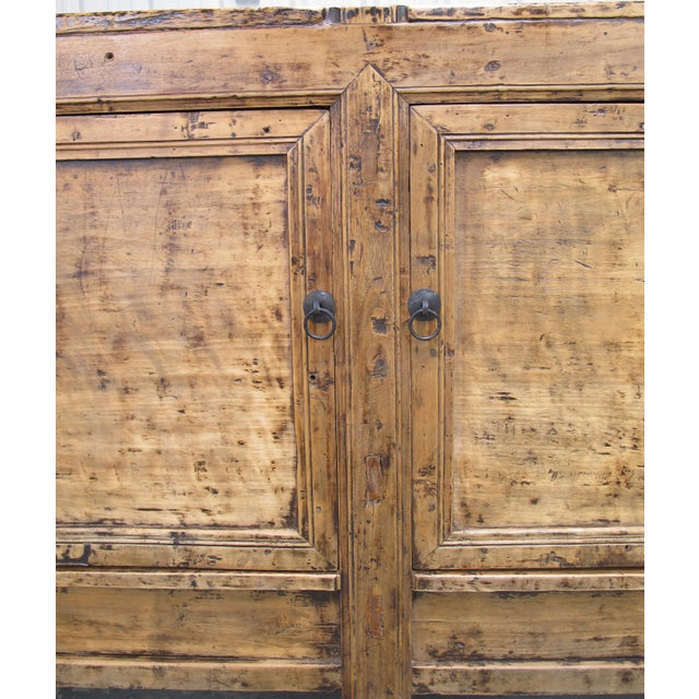 Aged Poplar Double Cabinet For Sale - Image 9 of 14