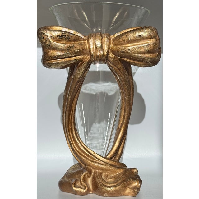 Vintage Dorothy Draper Style Gold Gilt Trompe L’Oleil Vase For Sale - Image 9 of 12