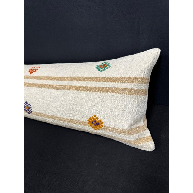 Turkish Hemp Pillow Cushion Natural Beige Brown Cushion Cover 12x46 For Sale - Image 4 of 4
