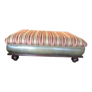 Ralph Lauren Red Green and Orange Stripe Ottoman For Sale
