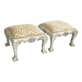 Image of C.1860 American Chippendale White Painted Mahogany Footstools - a Pair For Sale