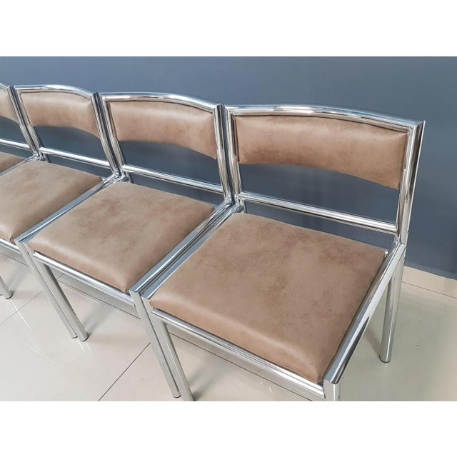 Set of Six Chrome Dining Chairs, 1970s For Sale - Image 4 of 13