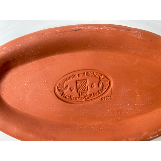 1980's MacKenzie-Childs, Ltd. Hand Painted Oval Platter in King Ferry Pattern-Retired For Sale - Image 9 of 10