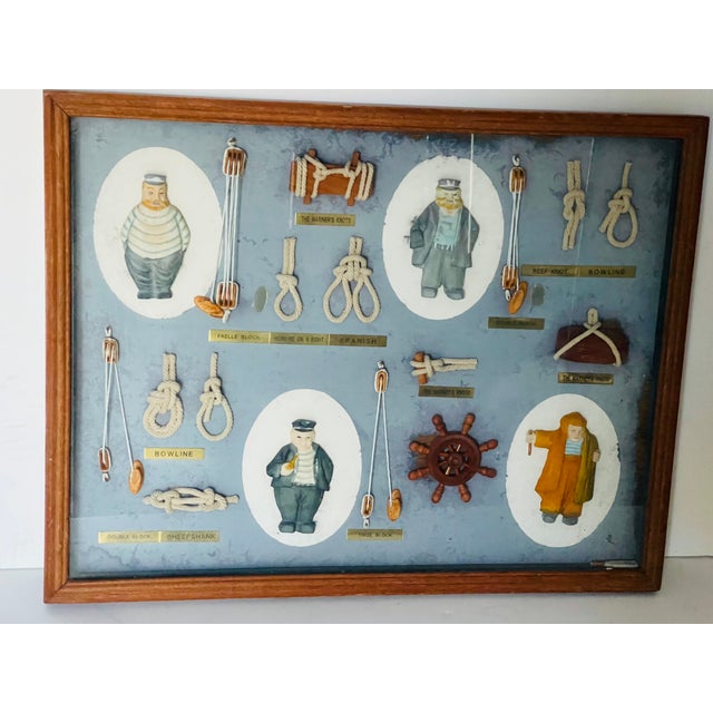 Nautical Vintage Nautical Marine Knots and Blocks in a Shadow Box For Sale - Image 3 of 6