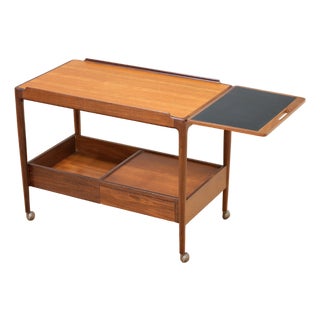 Mid Century Folding Teak Bar Cart by Kofod Larsen For Sale