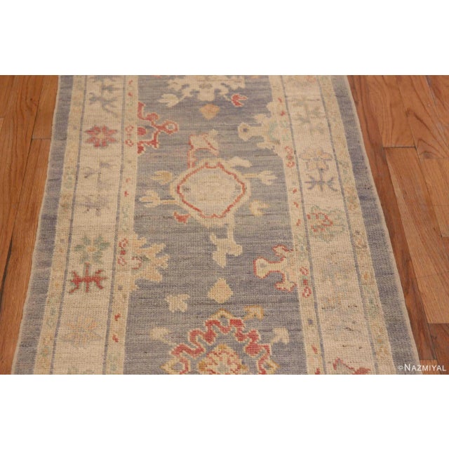 Textile Nazmiyal Collection Modern Turkish Oushak Design Runner Rug For Sale - Image 7 of 12