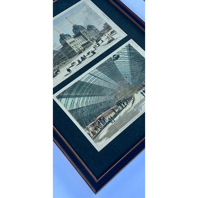 Wood Grand Central Station New York City Framed Pair (Interior & Exterior Views), 1872 For Sale - Image 7 of 8