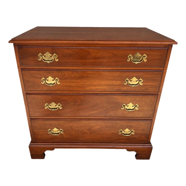 1960s Henkel Harris Solid Black Cherry 4-Drawer Chest Model No. 2440 For Sale