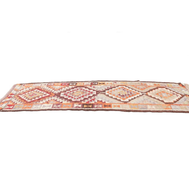 Vintage Mid Century Colorful Kilim Runner For Sale - Image 4 of 7