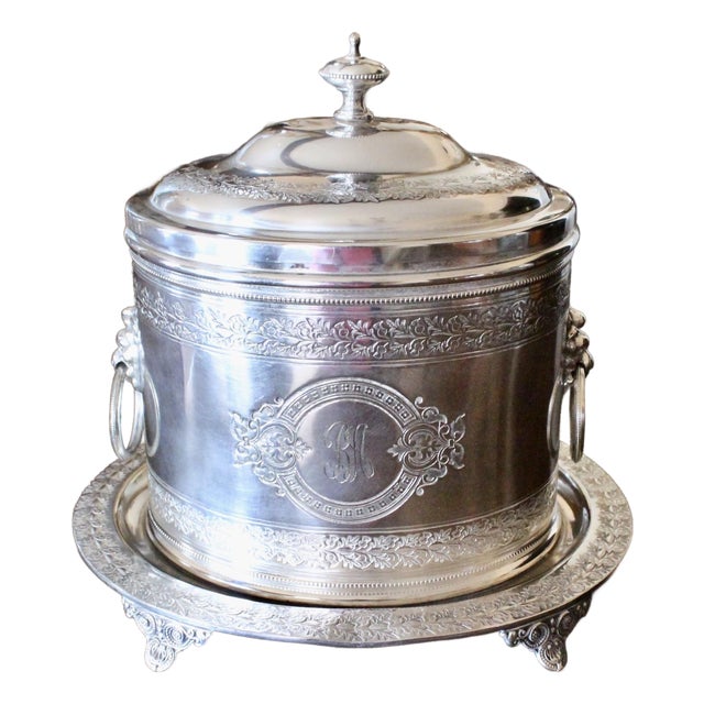 Large Silver Plate Biscuit Box Box Mappin & Webb For Sale