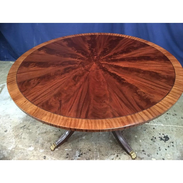 Wood Round Mahogany Georgian Style Pedestal Dining Table by Leighton Hall Made-To-Order For Sale - Image 7 of 8