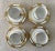 Set of 4, Aynsley Empress Pattern Demitasse or Espresso Cup & Saucers with intricate embossed floral and geometric gold...