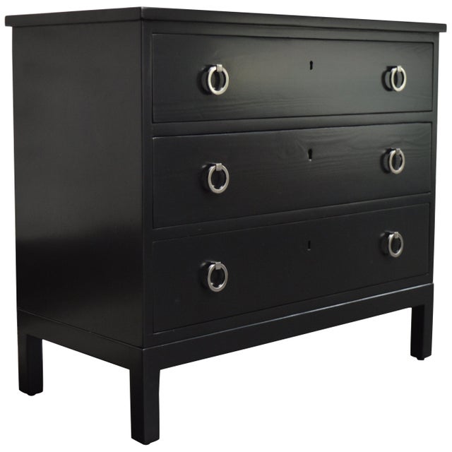 Swedish Art Moderne Black Lacquer Three Drawer Chest Chairish