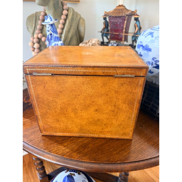 Figurative Maitland Smith Leather Covered Book Box For Sale - Image 3 of 11