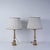 Elegant pair of table lamps, built by electrifying two old wooden candelabra of the second half of the 19th century. The...
