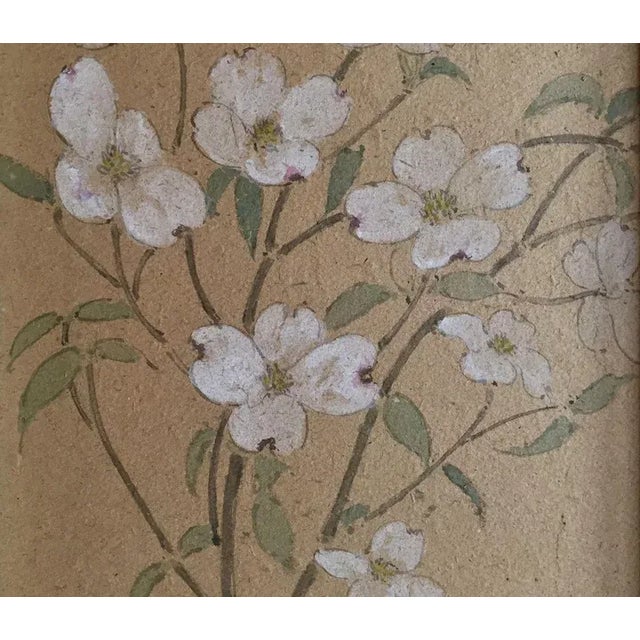 Wood 1907 Gouache Flower Painting of Dogwood Branches For Sale - Image 7 of 11
