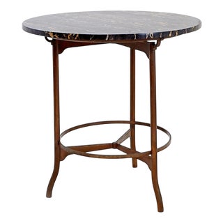 Pedestal Table in Metal with Portoro Marble Top, 1970s For Sale