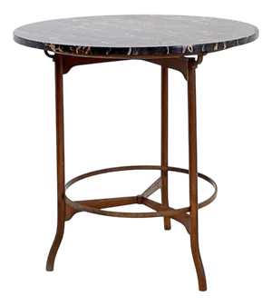 Pedestal Table in Metal with Portoro Marble Top, 1970s