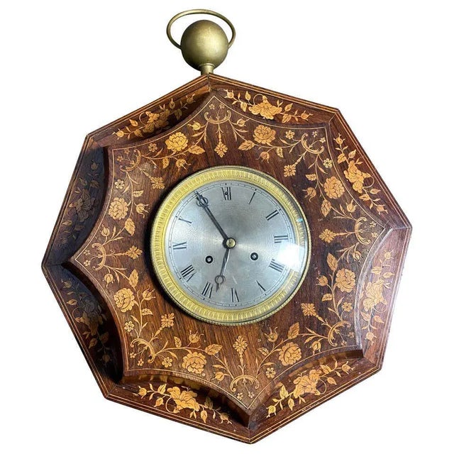 French Rosewood and Boxwood Cased Wall Clock, 19th-Century For Sale - Image 15 of 15