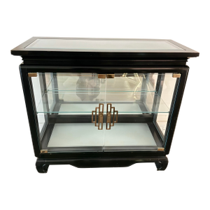 Vintage Chinoiserie Glass and Wood Cabinet