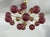 Italian oval shaped sputnik chandelier with 18 frosted amethyst Murano glass globes mounted on brass frame in satin brass...