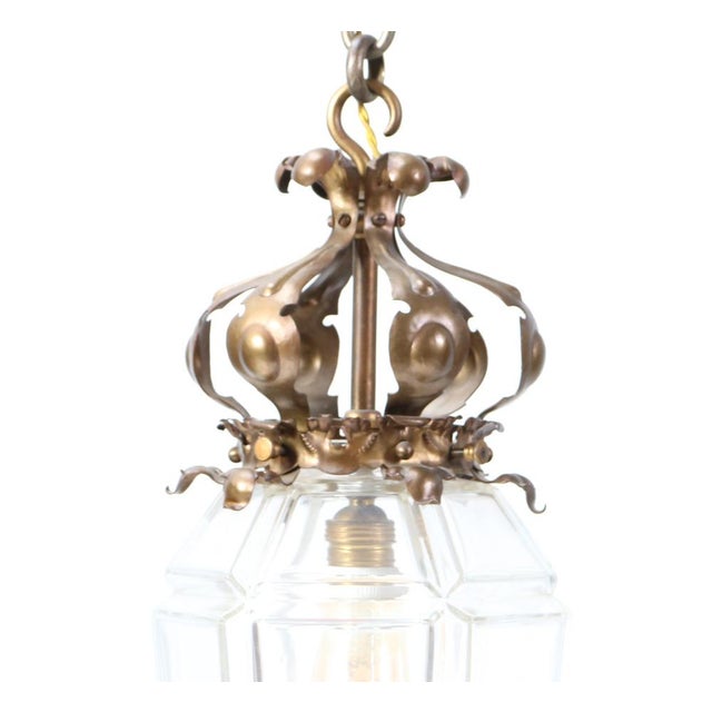 Patinated Brass Arts & Crafts Lantern, 1900s For Sale - Image 16 of 17