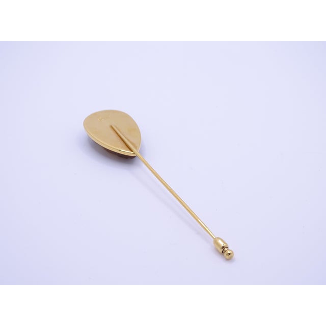 Glass and Gold-Plated Heliconia Leaf Pin from Lalique, France, 1995 For Sale - Image 13 of 18