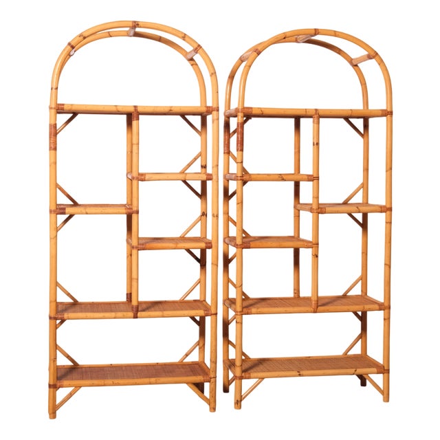 Vintage Bamboo Bookcases, Italy, 1970s, Set of 2 For Sale