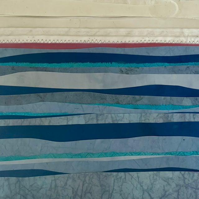 Contemporary Contemporary Semi-Abstract​ Mixed Media Nautical Sailcloth Landscape​ - By JJ-Hogan | a Refuge for Ourselves, Framed For Sale - Image 3 of 8