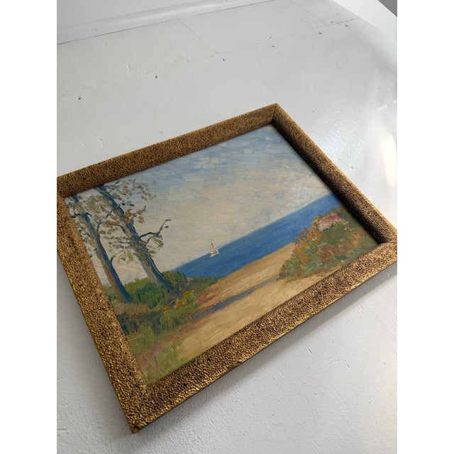 Impressionist Sailboat Oil Painting Circa 1920-1940 For Sale - Image 9 of 11