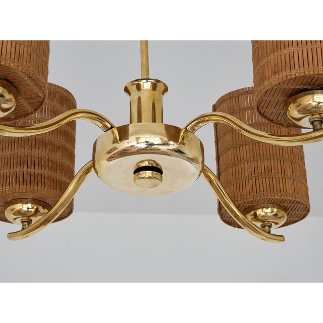 Vintage Four-Arm Brass Chandelier by Paavo Tynell for Oy Taito Ab, 1930s For Sale - Image 9 of 13