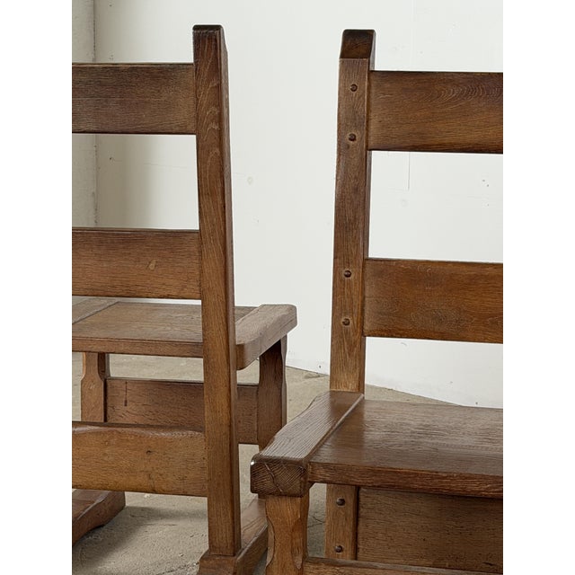 Wood Vintage Dutch Brutalist Oak Dining Chairs, Set of 6 For Sale - Image 7 of 11