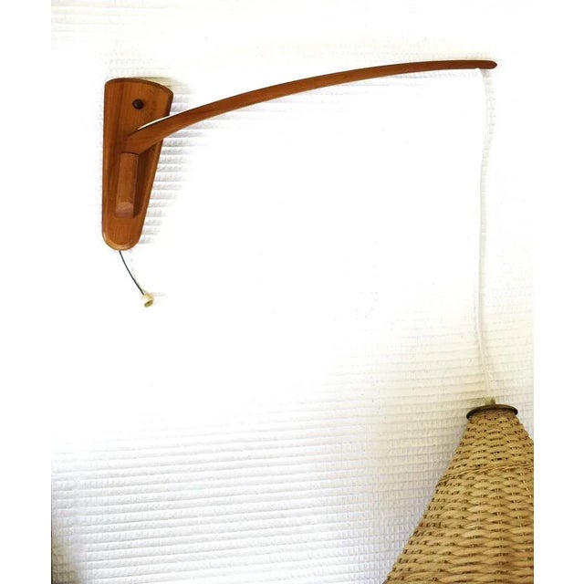 Wicker Swivel Wall Lamp, 1970s For Sale - Image 3 of 6