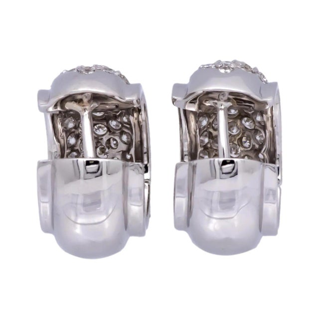 14k White Gold Pave 1.20ct Round Diamond Huggie Earrings - 2 Pieces For Sale - Image 4 of 8