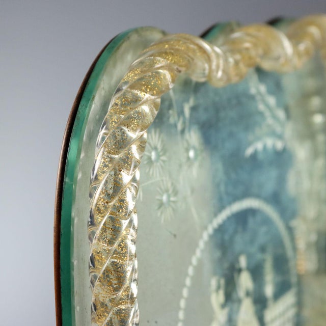 Murano Glass Engraved Mirror Tray For Sale - Image 9 of 10