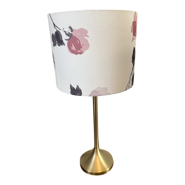 Vintage Mid-Century Modern Kate Spade Willow Court Floral Roses Shade Table Lamp For Sale