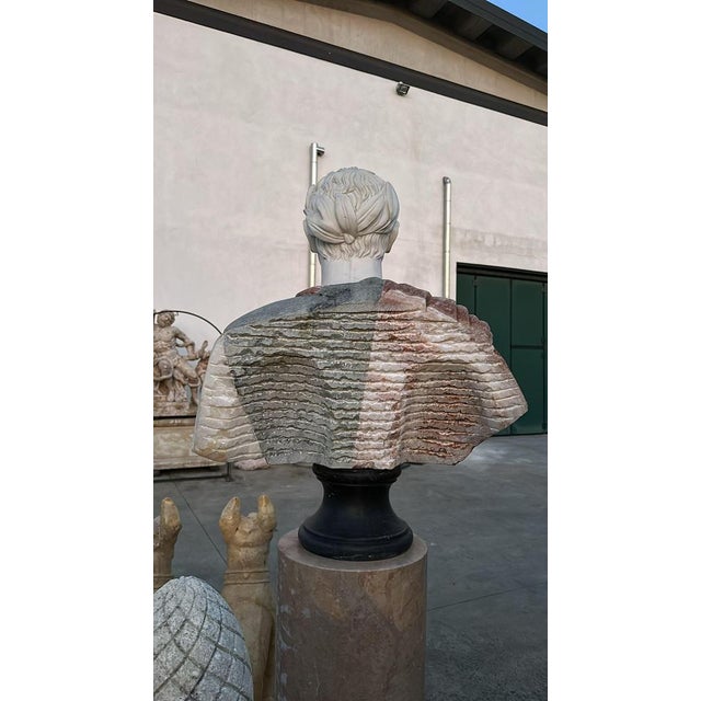 Huge Bust of Roman Emperor, 1950, Marble For Sale - Image 10 of 11