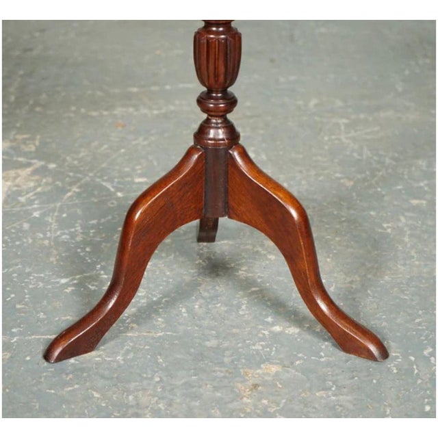 Vintage Green Leather Side Table with Tripod Feet For Sale - Image 10 of 13
