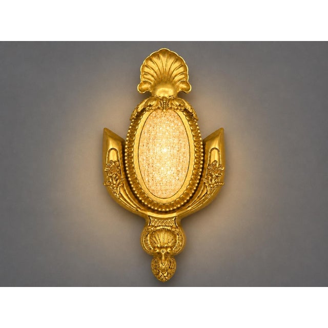 1970s French Maker Louis XVI Gold Bronze Wall Lamps Sconces-Pair For Sale - Image 4 of 13
