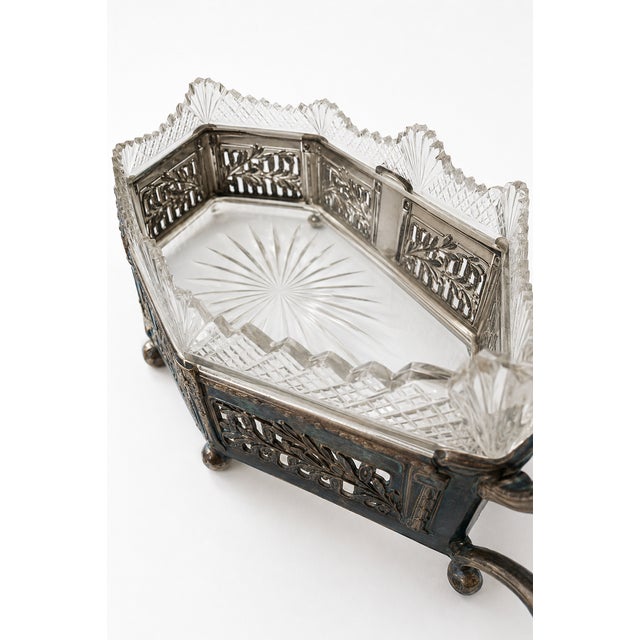 Art Nouveau French Silver-Plated and Cut-Glass Jardinière, 1900s For Sale - Image 11 of 13