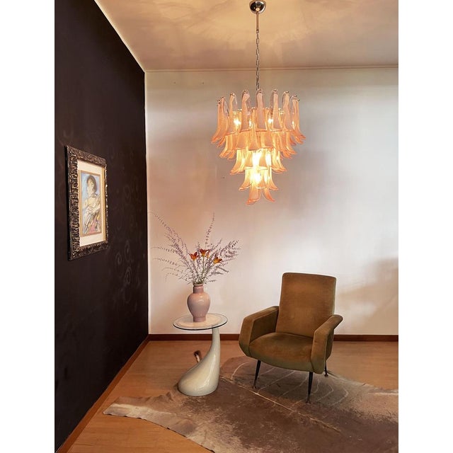 1990s Vintage Italian Murano Chandelier with Pink Glass Petals, 1990s For Sale - Image 5 of 18
