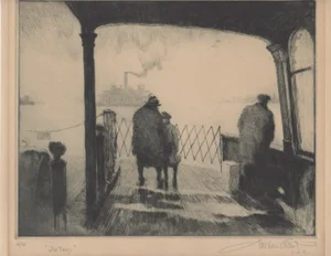 Gordon Grant Drypoint Etching "The Ferry" C.1930's