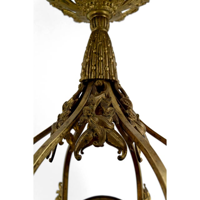 Art Deco Gilded Bronze and Blown Glass Chandelier from Muller Frères Lunéville, France, 1920s For Sale - Image 13 of 17
