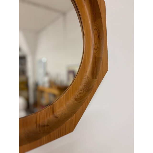 Rustic Scandinavian Mirror in Pine, 1970s For Sale - Image 3 of 7