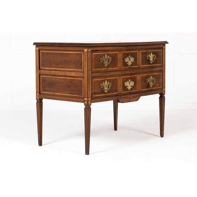 Small Antique French Louis XVI Walnut and Inlaid Commode For Sale - Image 6 of 8
