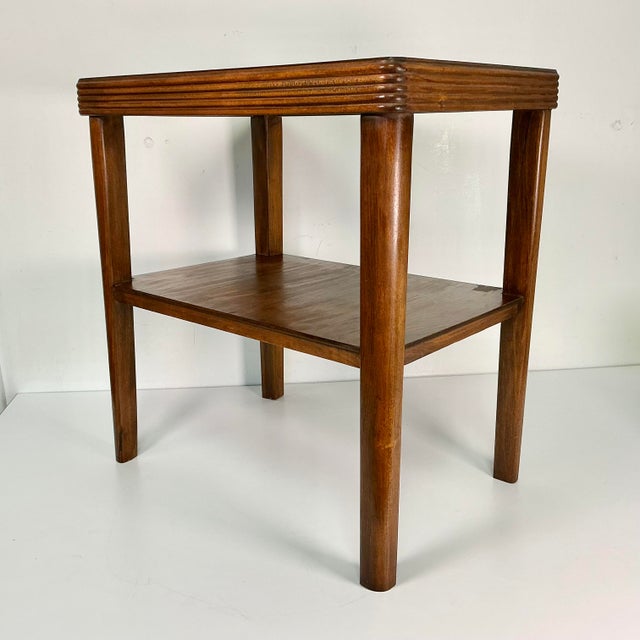 1930 Vintage Boho Chic Art Deco Wood Side Table, 2 Tier. For Sale - Image 6 of 16