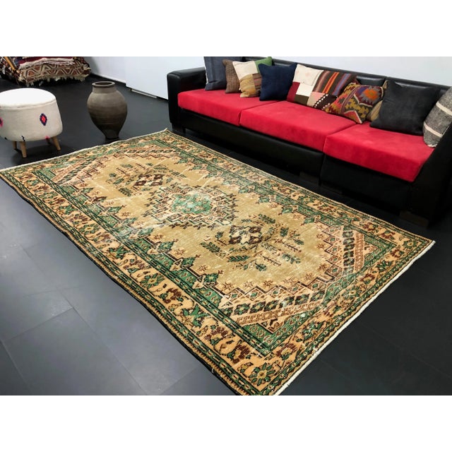 1960s Vintage Distressed Turkish Area Rug For Sale - Image 5 of 11